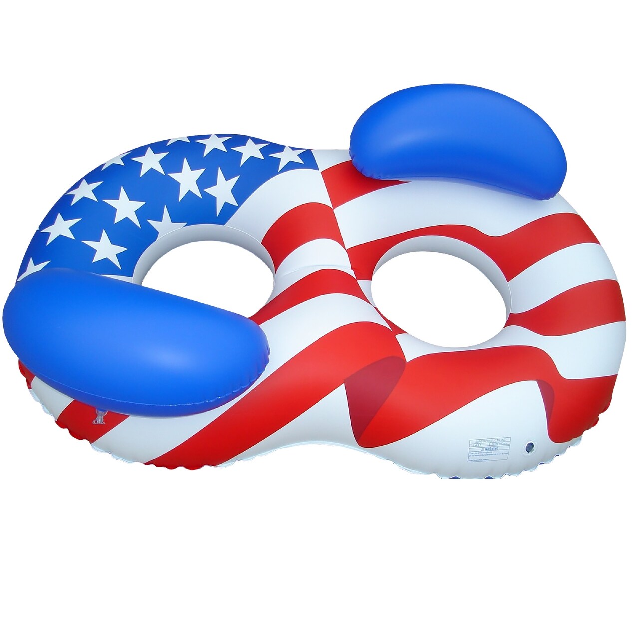 Swim Central 65" Inflatable Patriotic American Flag Duo Circular Swimming Pool Lounger